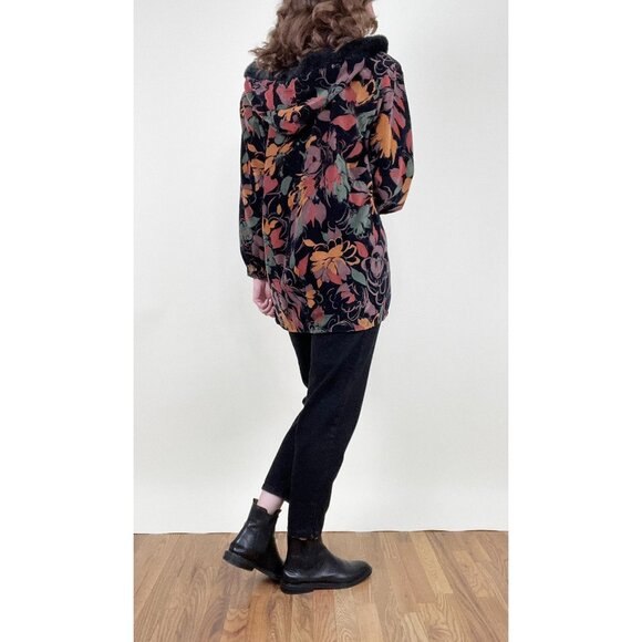 Vintage Floral Print Jacket Coat Parka Oversized Utility Eclectic Fall Winter - Picture 4 of 9